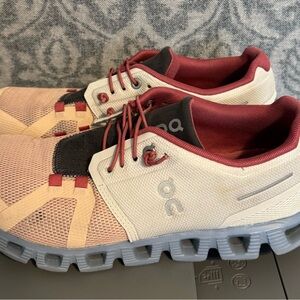 On Women’s Cloud 5 Sneakers Ice/Prairie Pink size 8.5